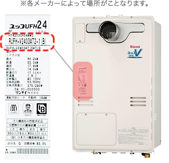 各メーカーによって場所が異なります