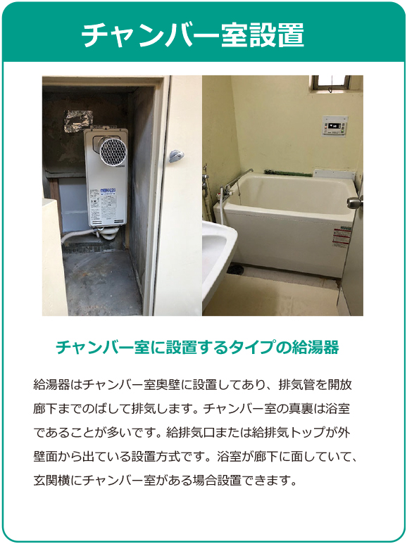 団地用給湯器 チャンバー室設置 