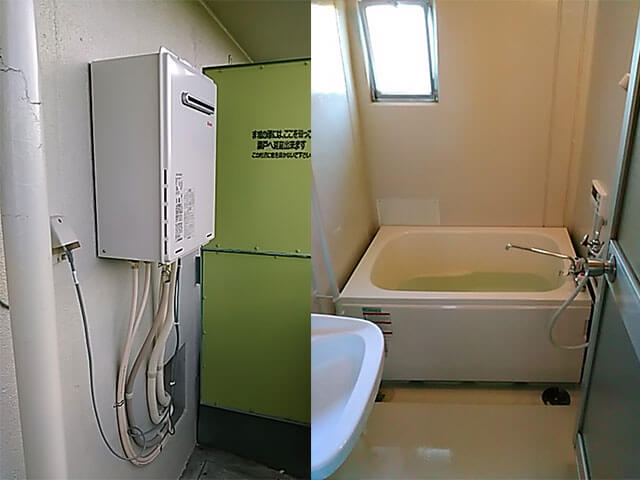 ベランダ壁掛け設置　給湯器　浴槽セット　RUF-A1615SAW