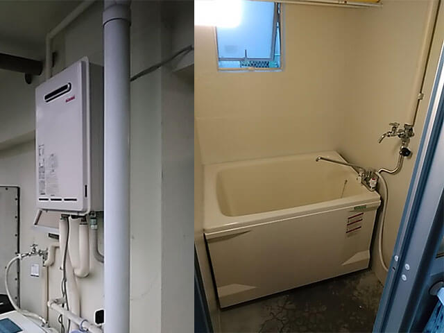 ベランダ壁掛け設置　給湯器　浴槽セット　RUX-A1011W-E
