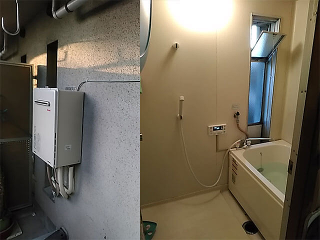 ベランダ壁掛け設置　給湯器　浴槽セット　RUF-A1615SAW(A)