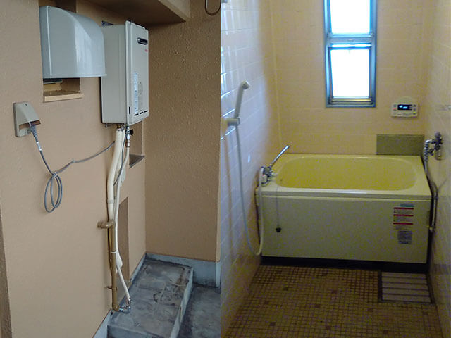 ベランダ壁掛け設置　給湯器　浴槽セット　RUX-A1610W-E