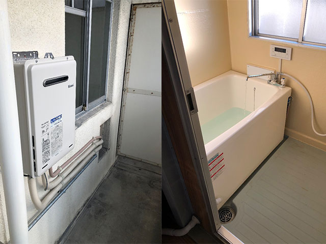滋賀県野洲市で団地風呂浴槽セット設置