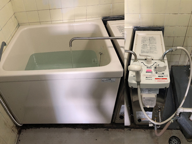 明石市でバランス釜浴槽セット交換