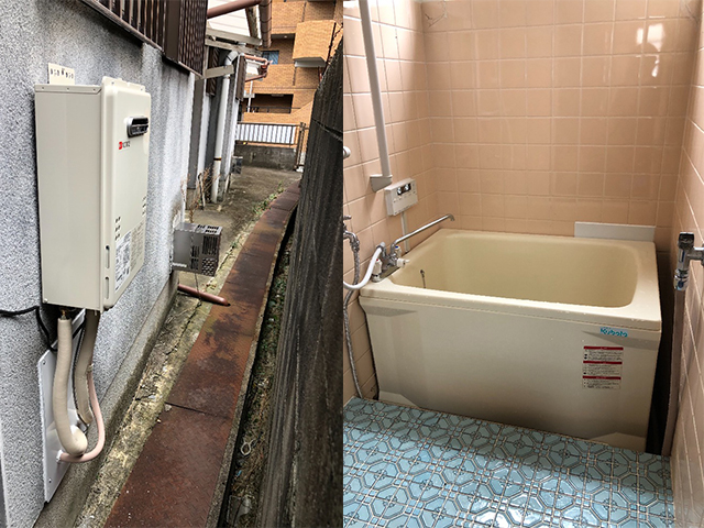 伊丹市で給湯器と浴槽セット設置