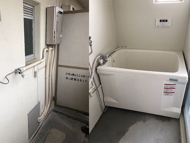 大阪市平野区で団地風呂浴槽セット設置