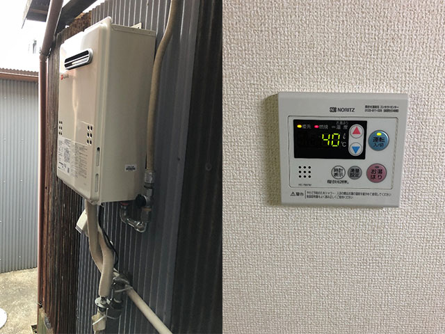 大阪市東住吉区で屋外式給湯器交換