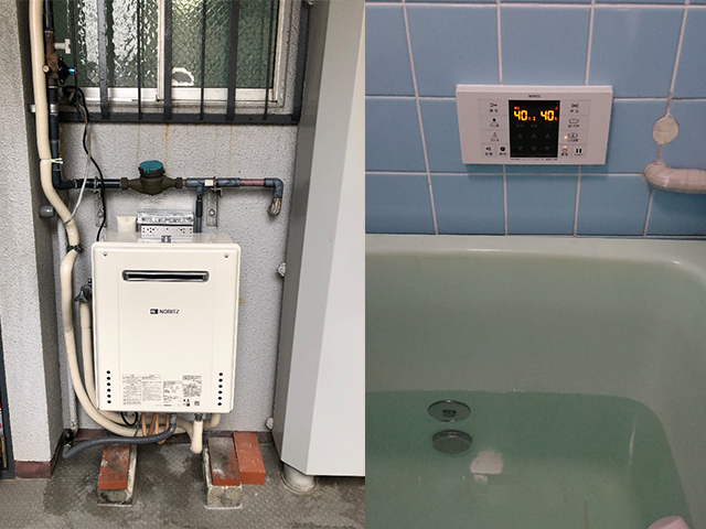 大阪市城東区で屋外式給湯器交換