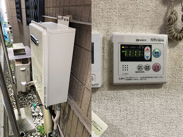 大阪市城東区で屋外式給湯器交換
