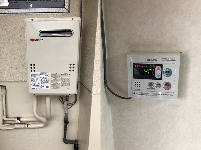 大阪市西区で屋外式給湯器交換