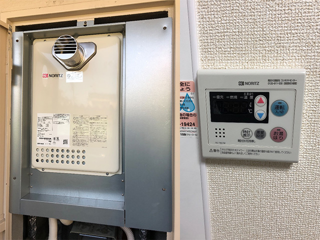 大阪府東大阪市で前方排気給湯器交換