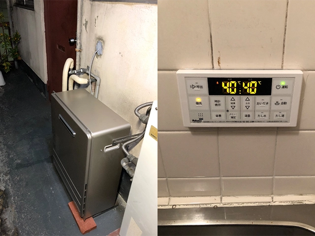 大阪府大阪市都島区にて屋外式給湯器交換