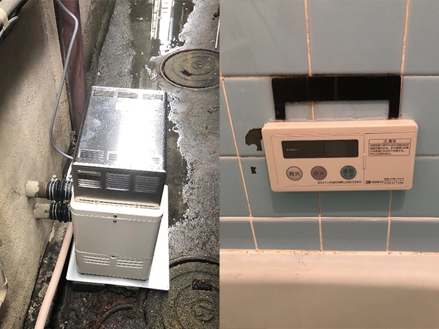 大阪府東大阪市にて屋外式ふろ釜取替え ノーリツGSY-132D