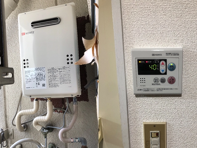 大阪府大阪市北区にて屋外式給湯器取替え ノーリツ16号給湯専用GQ-1639WS-1