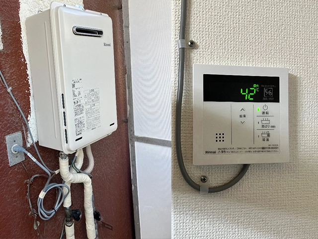 大阪府東大阪市にて屋外式給湯器取替え リンナイ16号給湯専用RUX-A1616W(A)-E