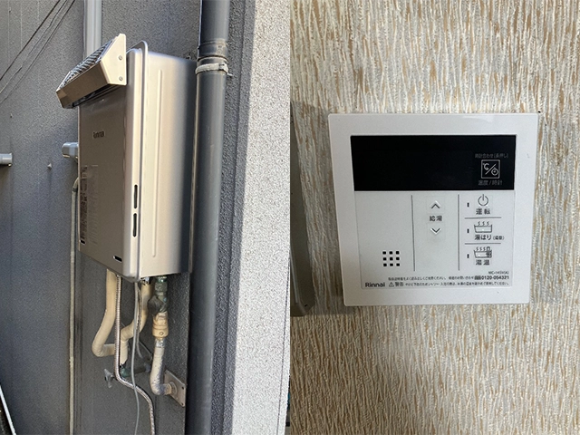大阪府大東市にて屋外式給湯器取替え リンナイウルトラファインバブル搭載20号給湯専用