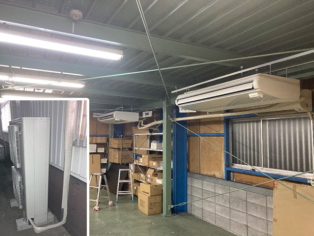 大阪府東大阪市にて業務用エアコン交換 ダイキン天井吊形ツイン10馬力SSRH280CD
