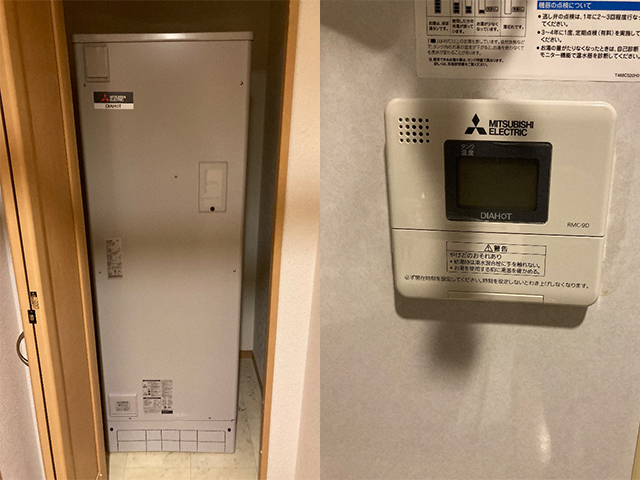 大阪府大阪市淀川区にて電気温水器交換 三菱370L給湯専用SRT-3768UからSRT-376GU