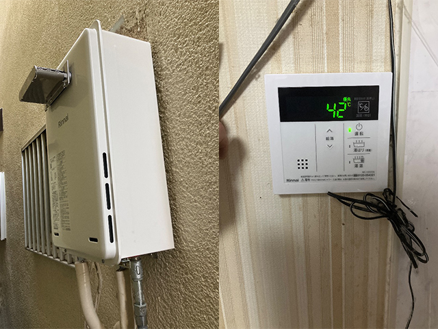 大阪府東大阪市にて屋外式給湯器交換 大阪ガス34-790からリンナイRUX-A1616W(A)-E