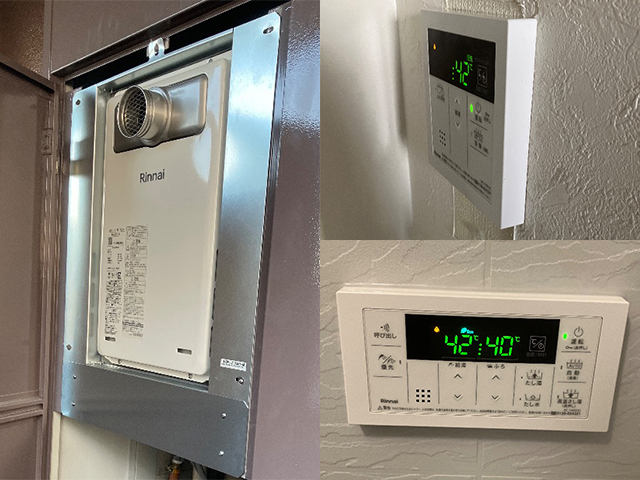 大阪府東大阪市にて前方排気給湯器交換 大阪ガス31-566からリンナイRUJ-A1610T(A)