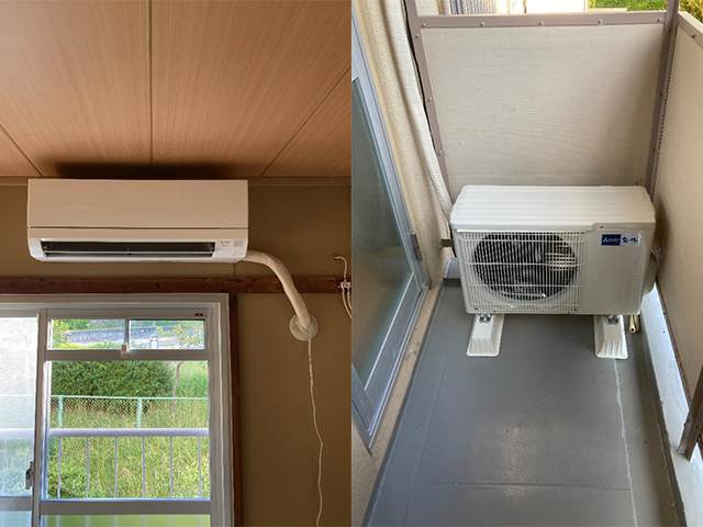 大阪府寝屋川市にてルームエアコン取り付け 三菱霧ヶ峰GVシリーズMSZ-GV2225-W