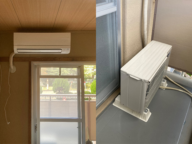 大阪府寝屋川市にてルームエアコン取り付け 三菱霧ヶ峰GVシリーズMSZ-GV2225-W