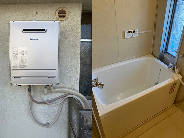 和歌山県和歌山市にて団地風呂浴槽セット設置 パロマ16号オートFH-1613SAW