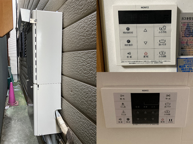 大阪府大阪市平野区にて屋外式給湯器交換 大阪ガス135-N350からノーリツSRT-C2471SAW