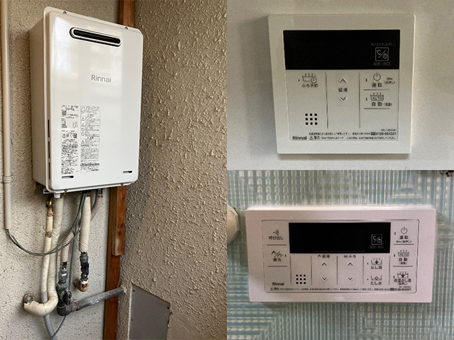 大阪府大阪市阿倍野区にて屋外式給湯器交換 大阪ガス131-H810からリンナイRUJ-A1610W(A)