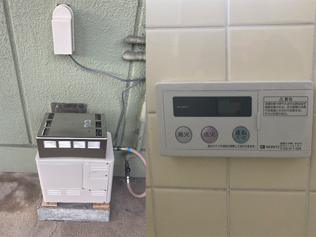 大阪府堺市北区にて屋外式ふろ釜交換 三畿瓦斯器具株式会社SK-31-338からノーリツGSY-132D