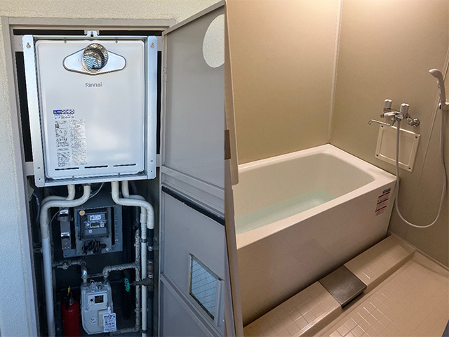 大阪府富田林市にてリンナイ給湯器16号オートRUF-A1615SAT(C)と1200ｍｍ浴槽設置