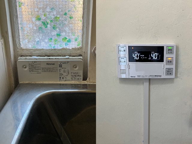 大阪府大阪市東淀川区にて壁貫通型給湯器交換 大阪ガス31-739からリンナイRUF-HA163A-E