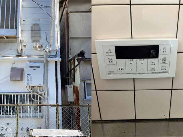 大阪府東大阪市にて屋外式給湯器交換 ノーリツGT-1650SAWXからリンナイRUF-A2005SAW(C)