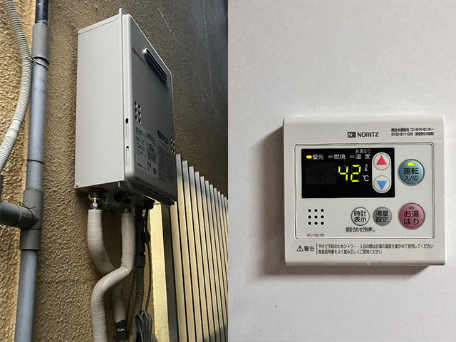 大阪府大阪市浪速区にて屋外式給湯器交換 ノーリツGQ-1637WEからGQ-1639WS-1