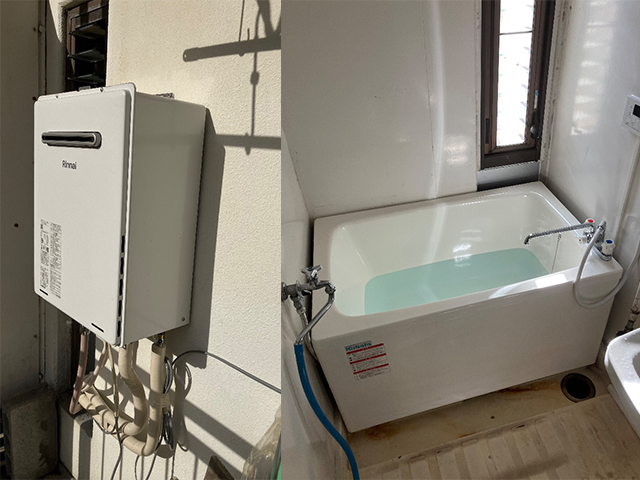 滋賀県草津市にて団地風呂浴槽セット交換 リンナイRBF-70NWからRUF-A1615SAW(C)
