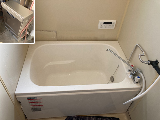 和歌山県和歌山市にて団地風呂浴槽セット交換 パロマ据置型16号オートFH-1613SAR