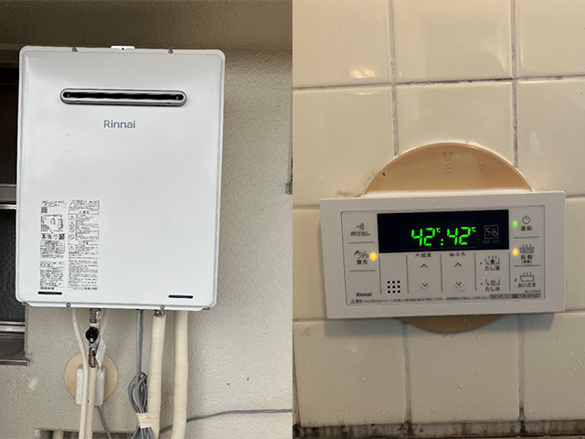 大阪府大阪市北区にて屋外式給湯器交換 ガスターOSR-1600AからリンナイRUF-A1615SAW(C)