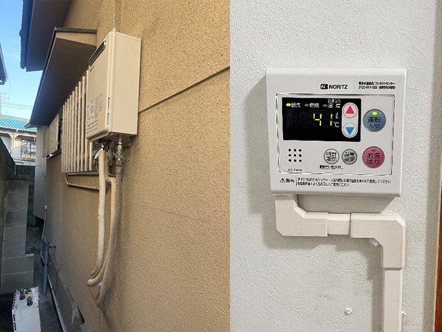 大阪府大東市にて屋外式給湯器交換 大阪ガス34-890からノーリツGQ-2439WS-1