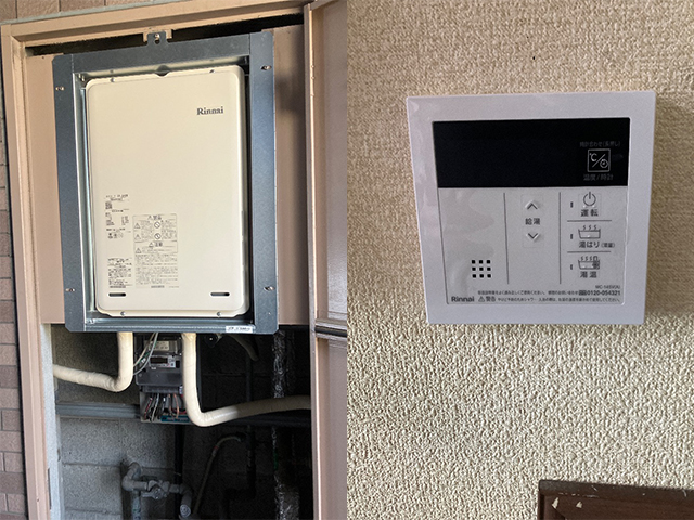 大阪府大阪市浪速区にて後方排気型給湯器交換 リンナイ16号給湯専用RUX-A1616B(A)-E