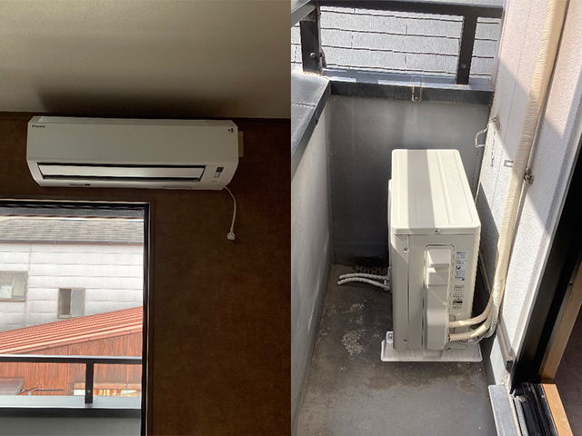 大阪府大阪市平野区にてルームエアコン取付け ダイキンEシリーズS225ATES-W