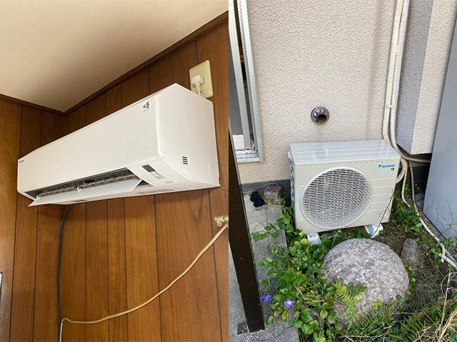大阪府大東市にてルームエアコン交換 ダイキンEシリーズ2.8kW/10畳程度S285ATES-W