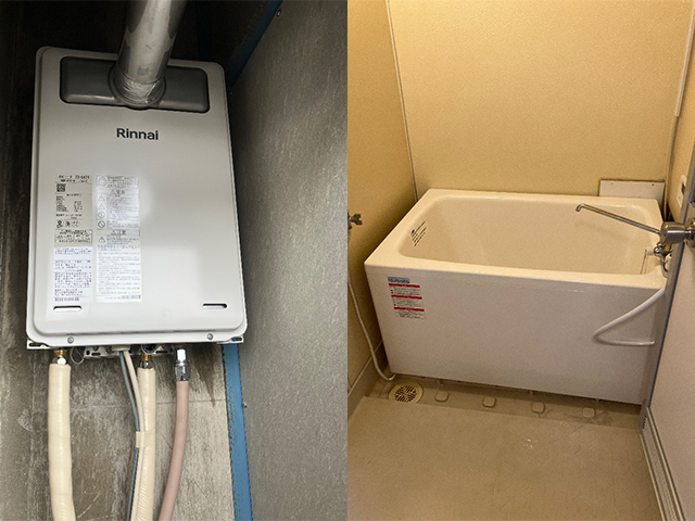 大阪府和泉市にて団地風呂浴槽セット設置 リンナイ16号給湯専用RUX-A1616T-L(A)-E