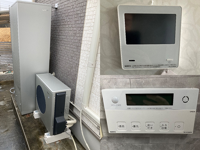 大阪府貝塚市にてにてエコウィルからハイブリッド給湯機へ交換 ノーリツ145LモデルHPHB R290