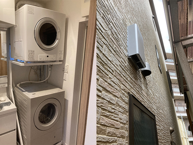 大阪府堺市北区にてガス衣類乾燥機設置 リンナイ乾太くん8キロスタンダードRDT-80(A)