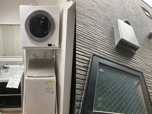 大阪府八尾市にてガス衣類乾燥機設置 リンナイ乾太くん9キロデラックスRDT-93