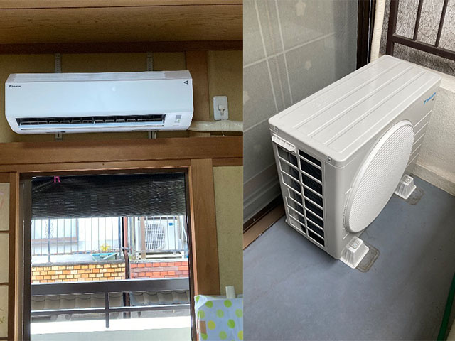 大阪府大阪市生野区にてルームエアコン交換 ダイキンEシリーズS225ATES-W