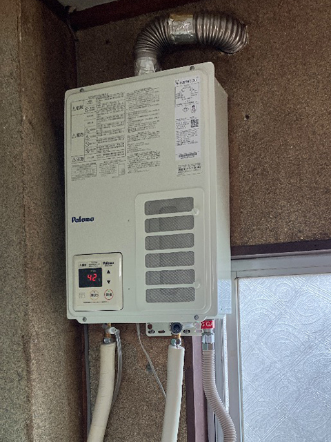 大阪府豊中市にて屋内式給湯器交換 パロマ16号給湯専用PH-163EWFSからPH-163EWHFS
