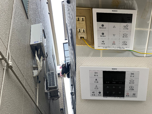 大阪府東大阪市にて屋外式給湯器交換 ノーリツ16号オートGT-1670SAW-1