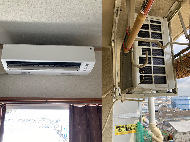 大阪市平野区の市営住宅にてルームエアコン交換工事！ダイキンEシリーズ S286ATES-W