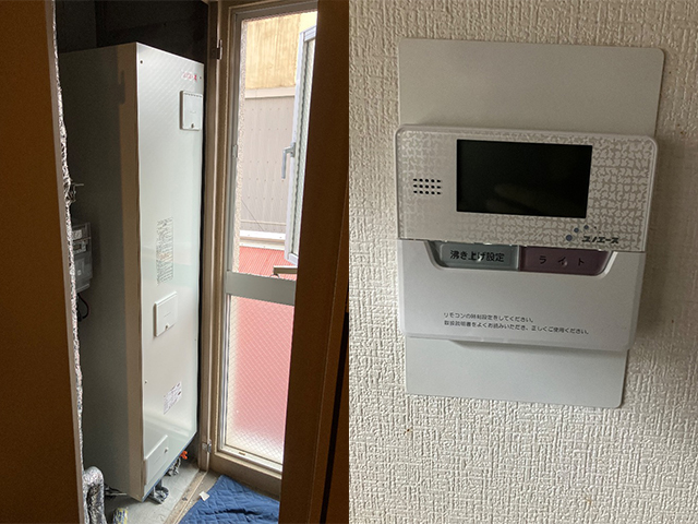 東大阪市でマンションの電気温水器交換！三菱SRT-2014-BLから四変テックSN2-155KMLCへ